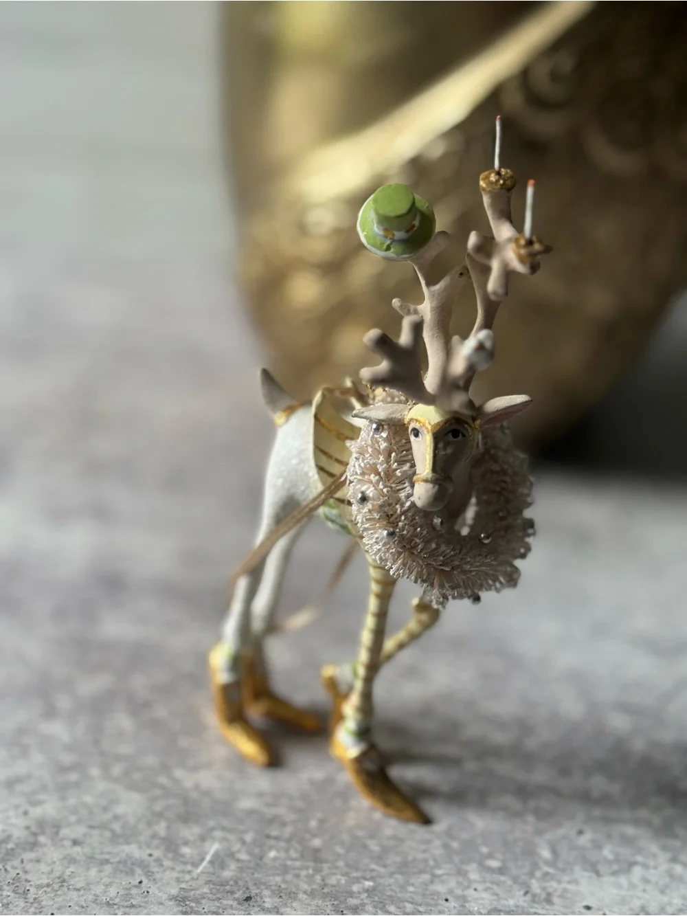 Mackenzie Childs Patience Brewster  Moonbeam Prancer Reindeer Mini Ornament
